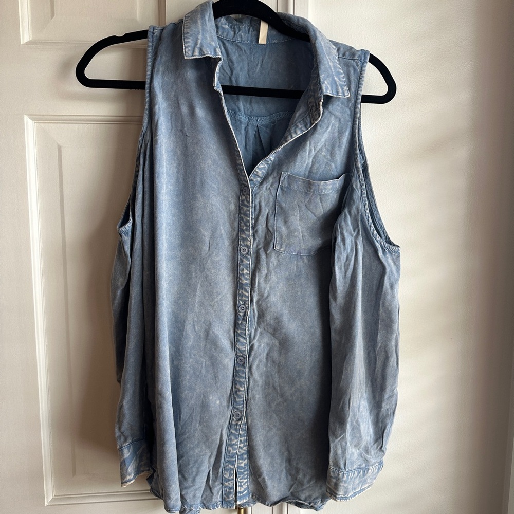 Pinkblush Maternity Button Up, Blue Sz Small